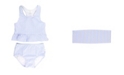 RuffleButts Baby Girl's Peplum Tankini Swimsuit Swim Headband Set, 2 Piece